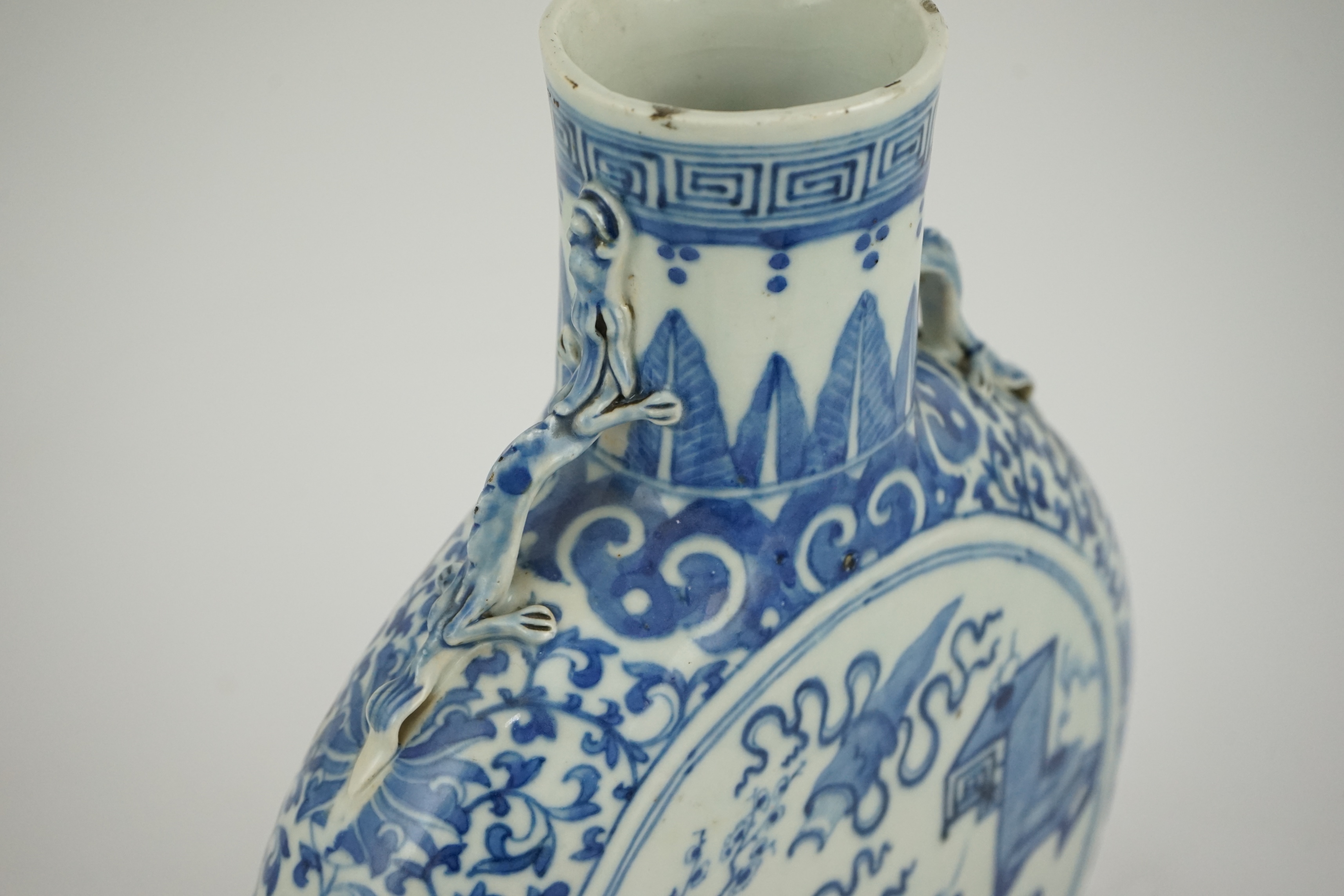 A large Chinese blue and white moonflask, bianhu, 19th century